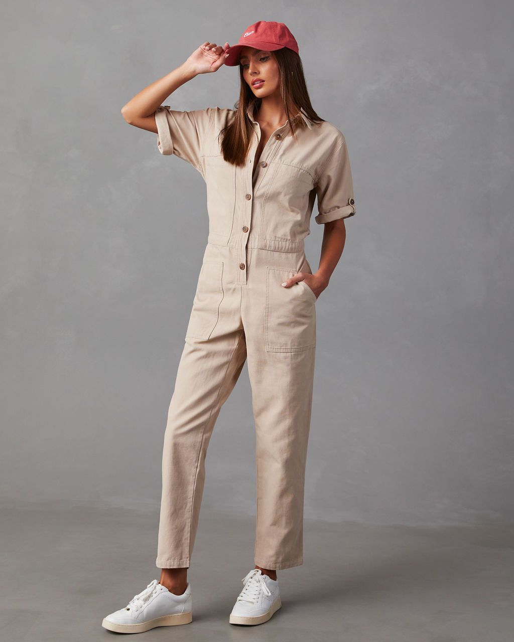 Let's Roll Cotton Jumpsuit - Taupe - SALE sold by Vici product image thumbnail 3