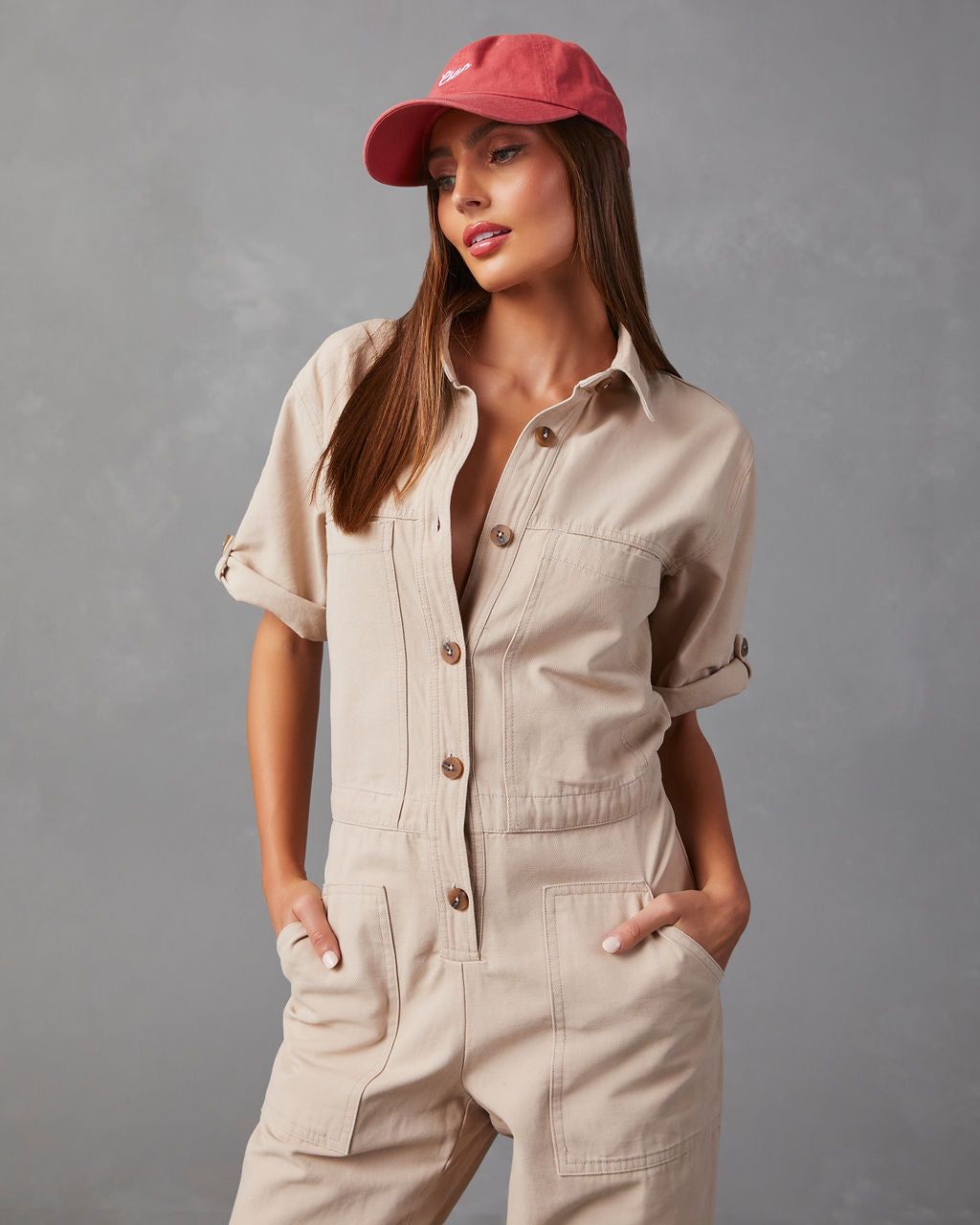 Let's Roll Cotton Jumpsuit - Taupe - SALE sold by Vici product image thumbnail 5