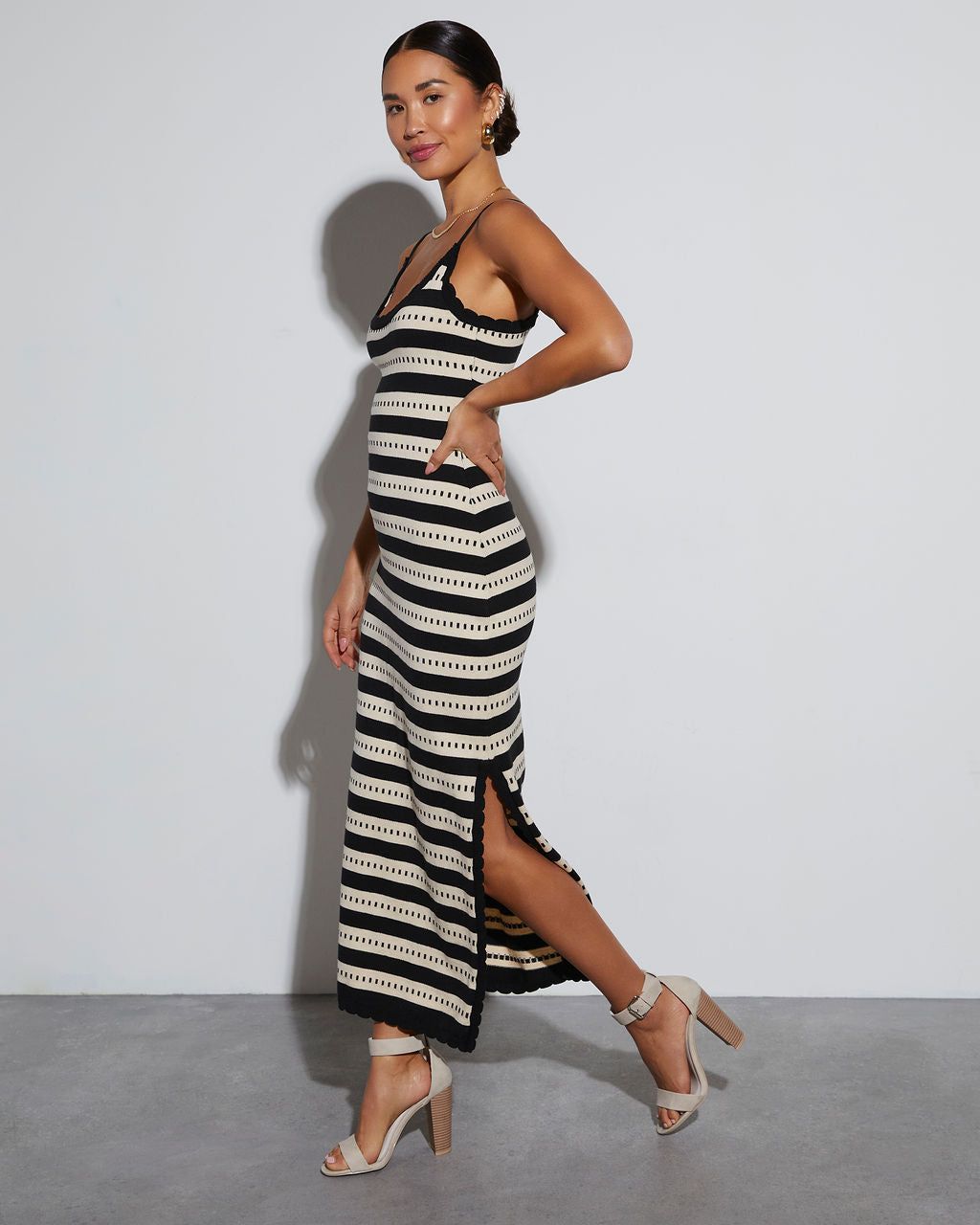 Jules Striped Knit Cover Up Maxi Dress sold by Vici product image thumbnail 4