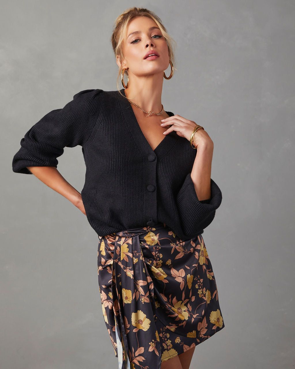 Reedley Button Front Cardigan - Black sold by Vici product image thumbnail 6