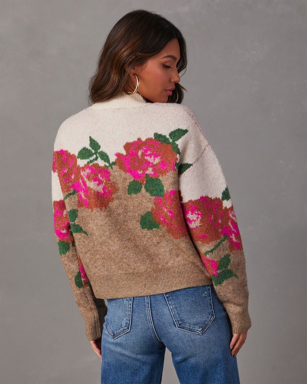 Vintage Rose Contrast Pullover Sweater sold by Vici product image thumbnail 5