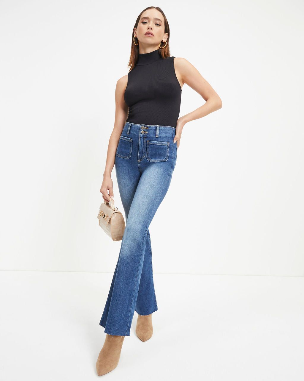 Jane High Rise Stretch Flare Jeans sold by Vici