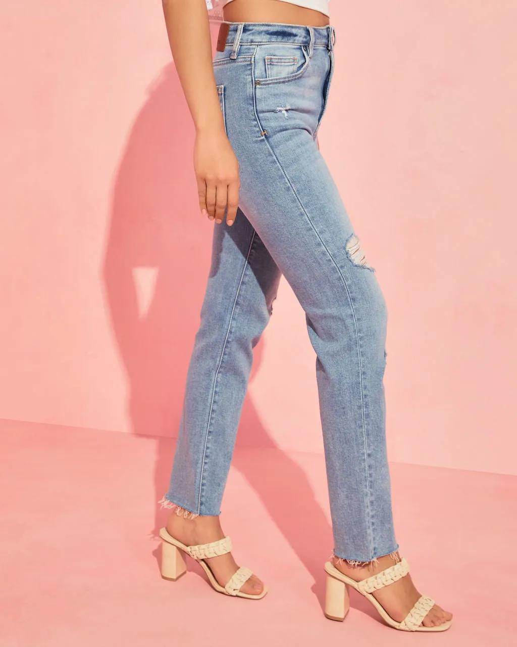 Closet Classic Distressed Stretch Straight Leg Jeans sold by Vici product image thumbnail 4