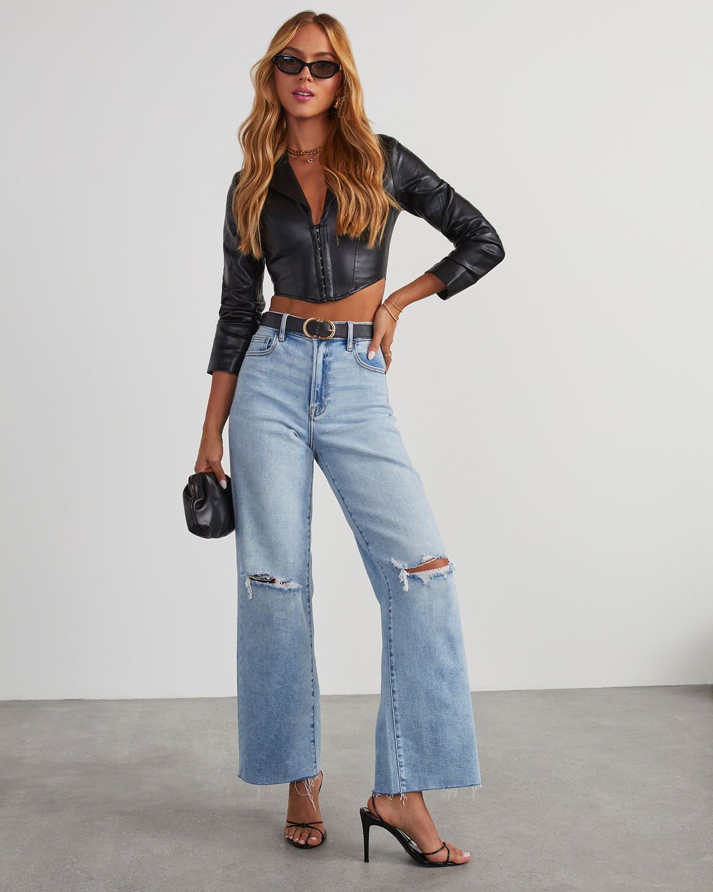 Novo Cropped Faux Leather Jacket - Black sold by Vici product image thumbnail 5