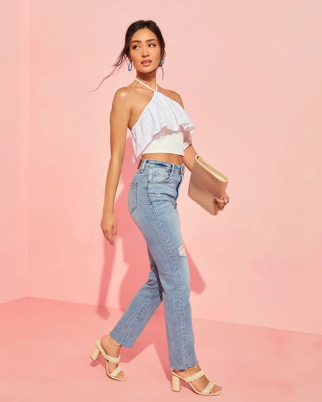 Closet Classic Distressed Stretch Straight Leg Jeans sold by Vici product image thumbnail 5