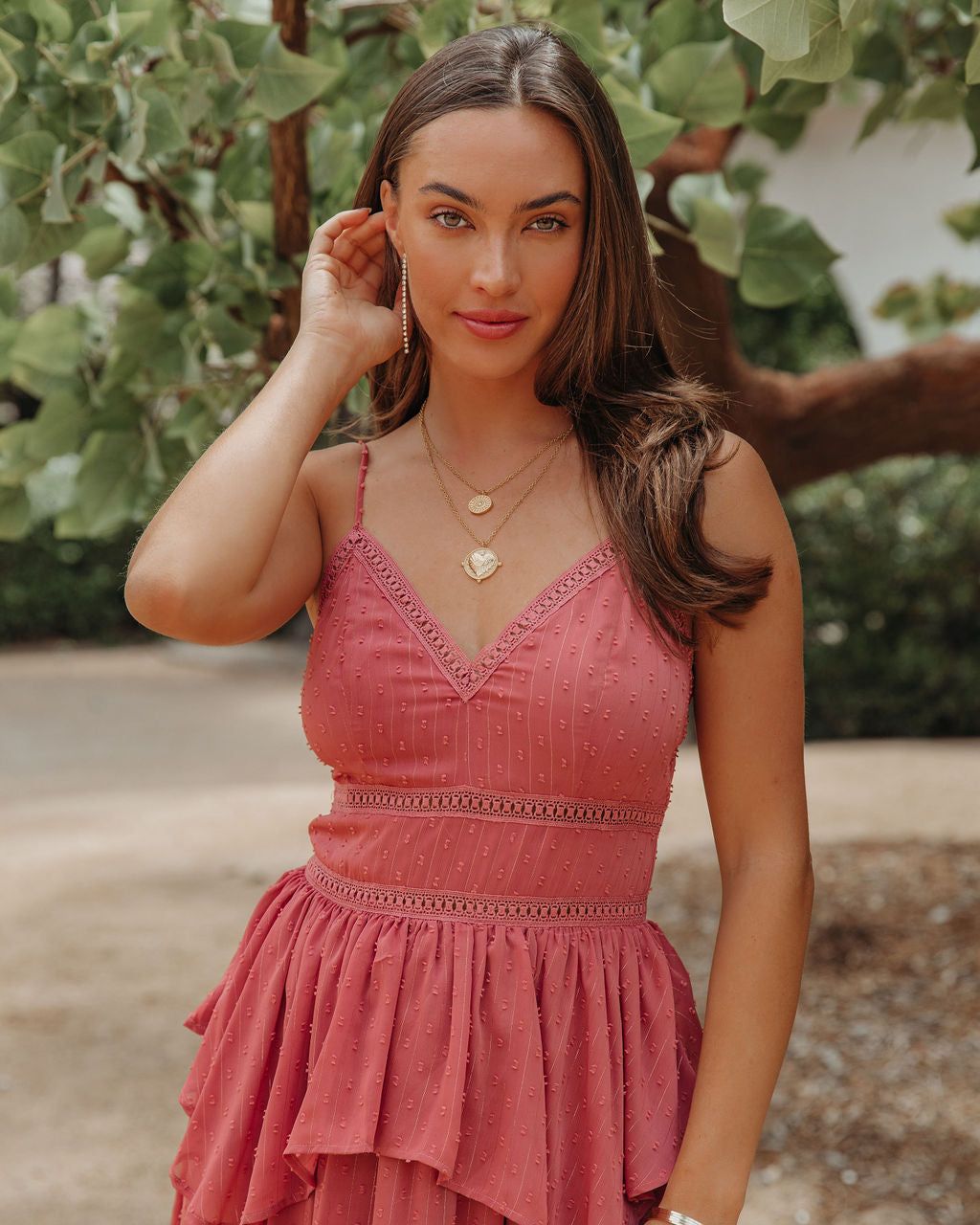 Remembered Always Swiss Dot Peplum Maxi Dress - Rose - FINAL SALE sold by Vici product image thumbnail 6