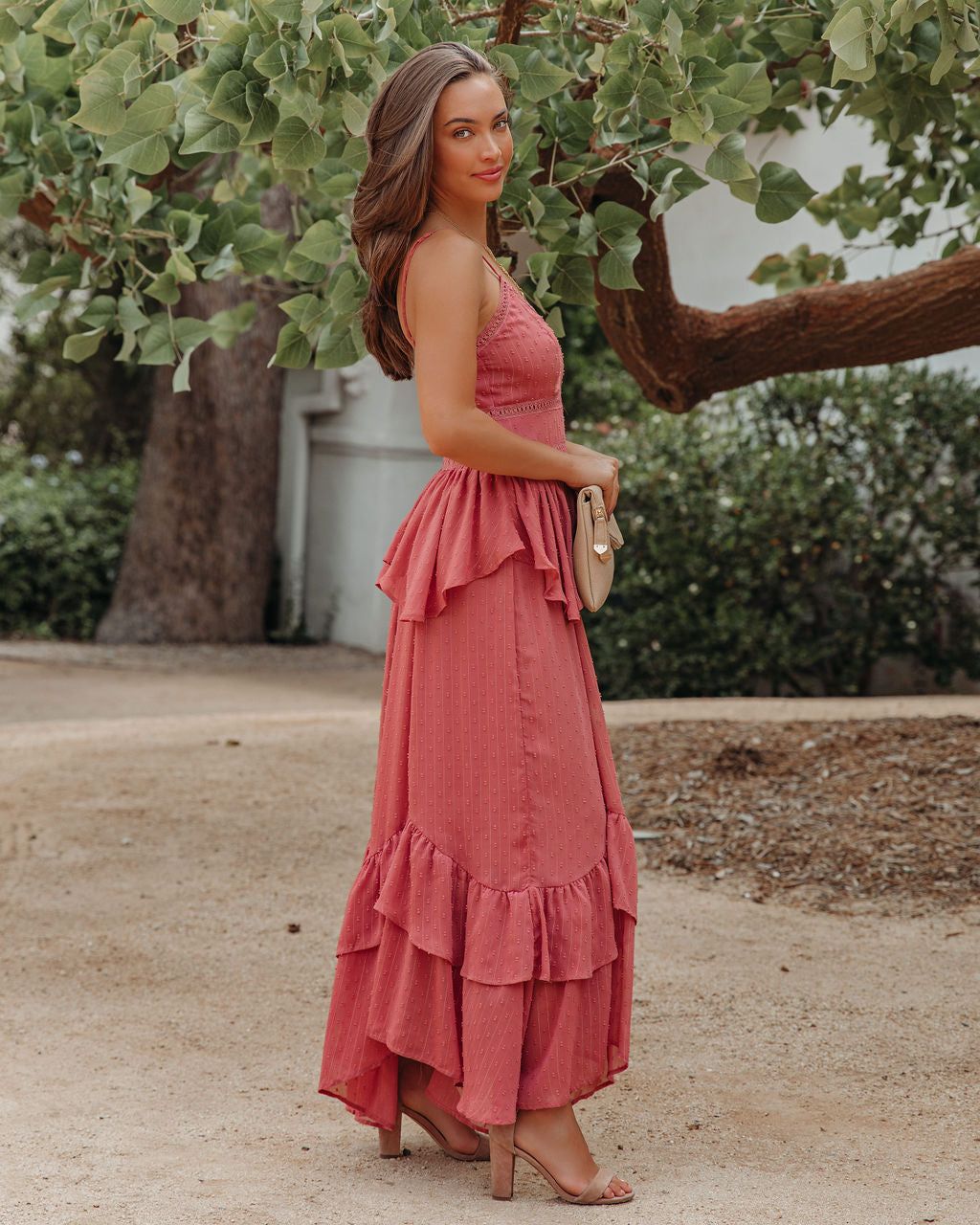 Remembered Always Swiss Dot Peplum Maxi Dress - Rose - FINAL SALE sold by Vici product image thumbnail 8