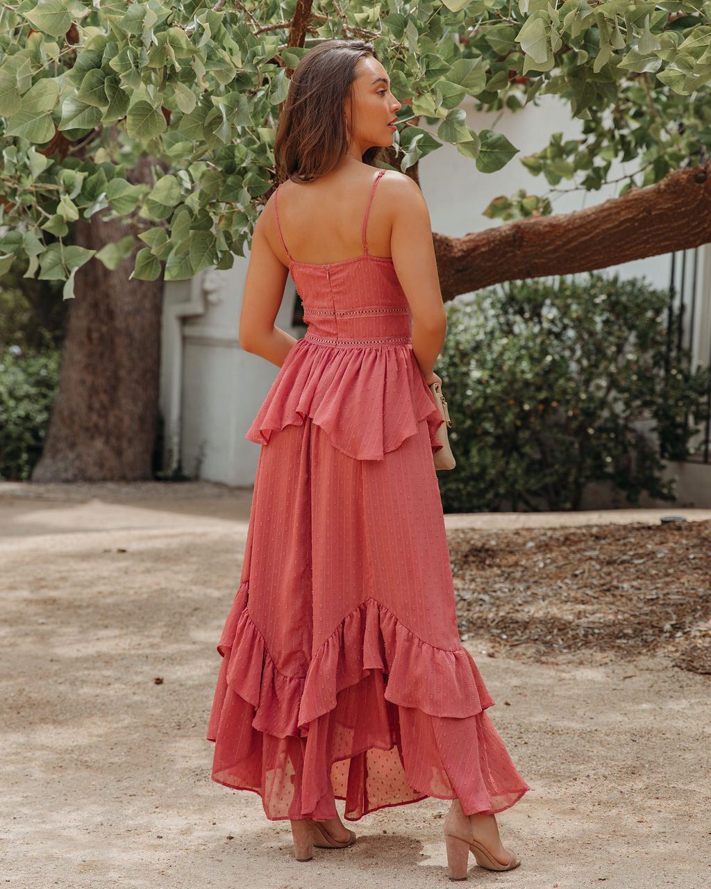 Remembered Always Swiss Dot Peplum Maxi Dress - Rose - FINAL SALE sold by Vici product image thumbnail 2