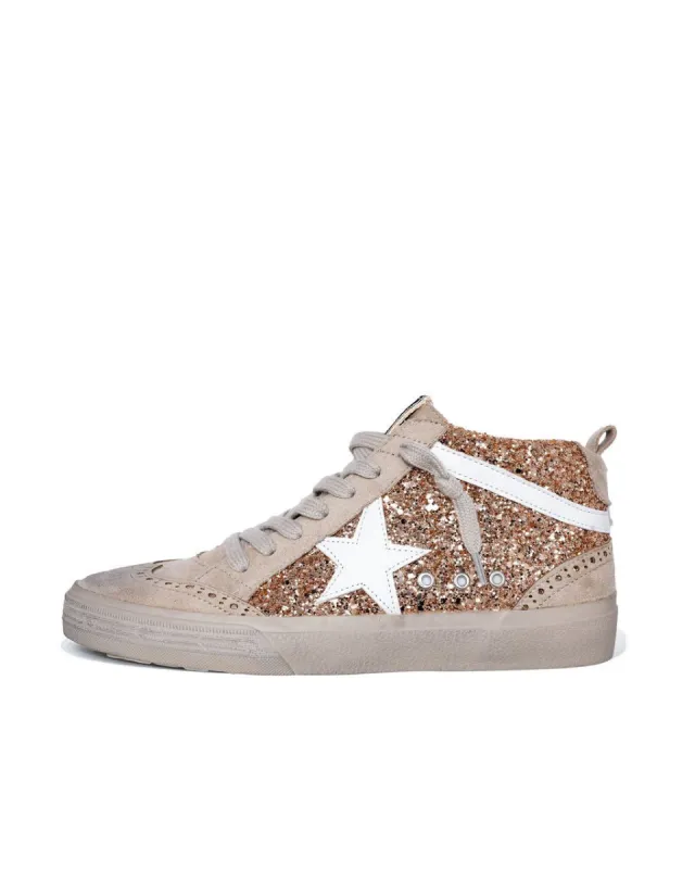 Rina High-Top Glitter Sneaker - Rose Gold - FINAL SALE sold by Vici