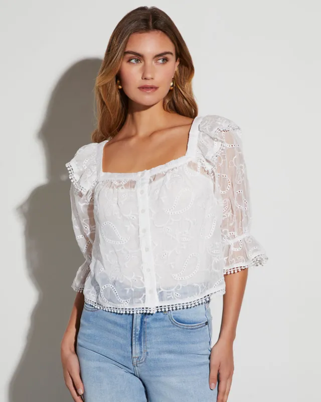Arabella Eyelet Long Sleeve Top sold by Vici