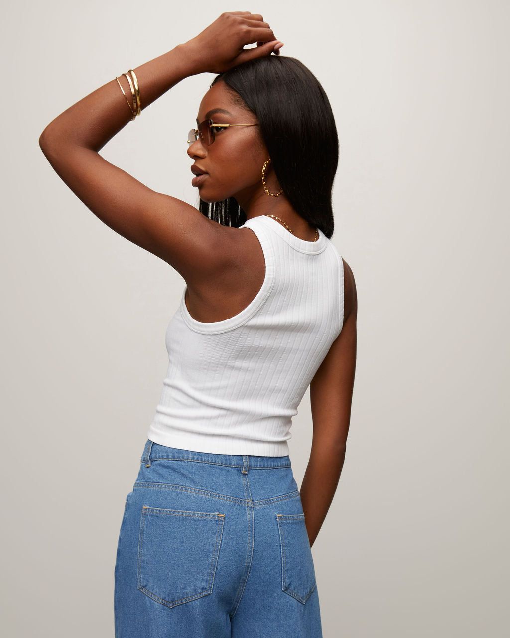 Joaquin Ribbed Crop Tank - White - FINAL SALE sold by Vici product image thumbnail 2