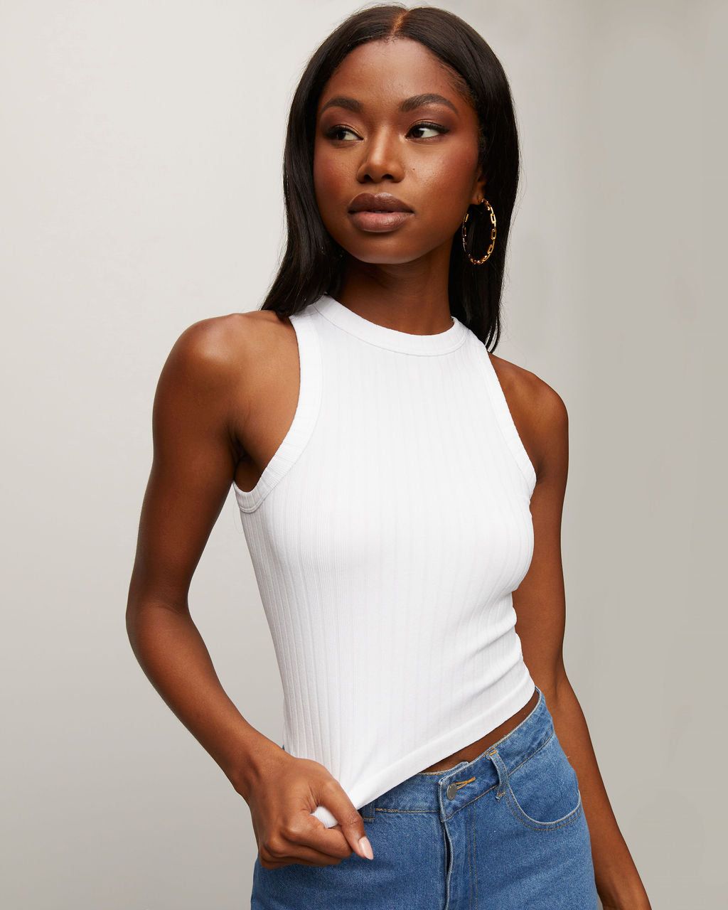 Joaquin Ribbed Crop Tank - White - FINAL SALE sold by Vici
