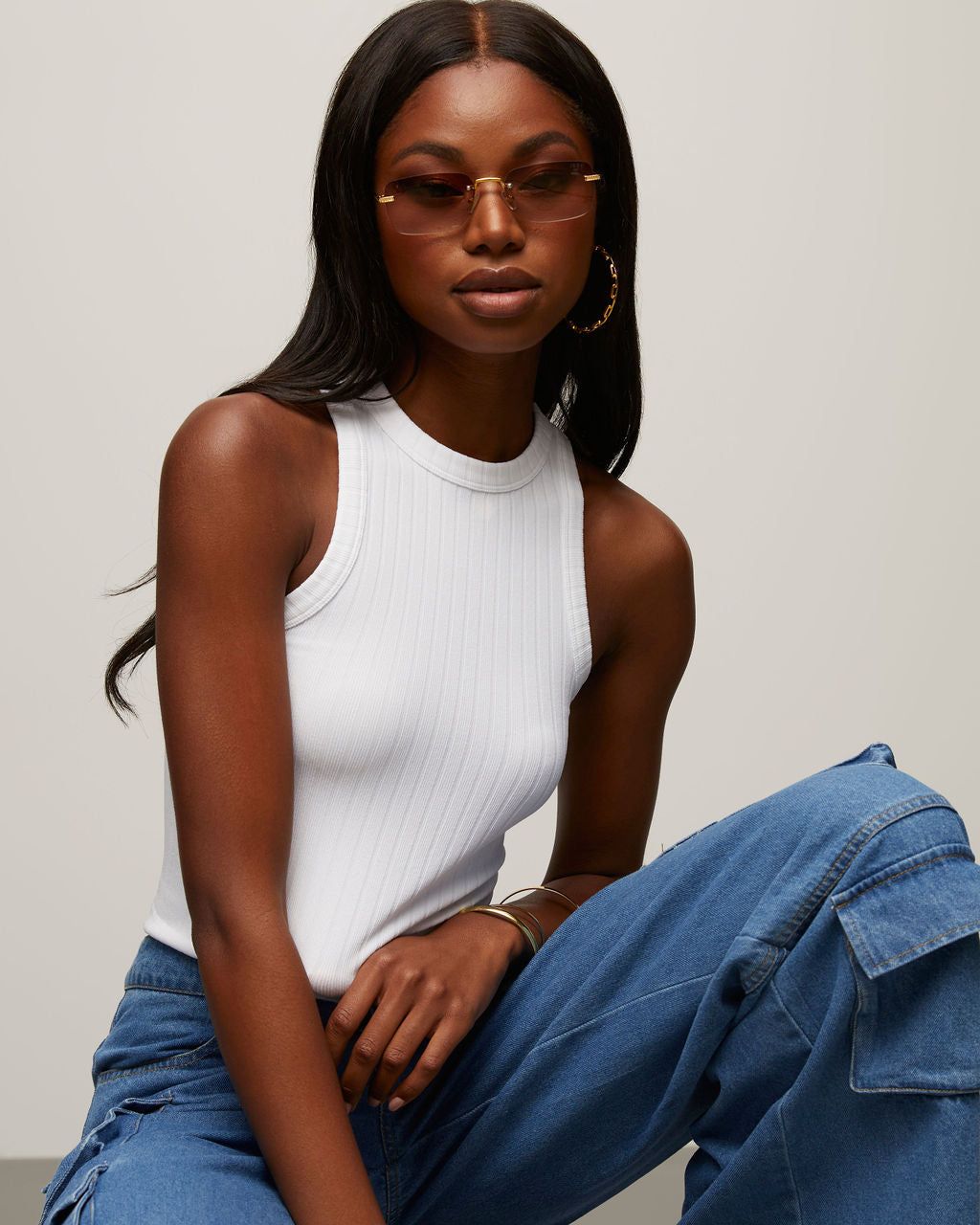 Joaquin Ribbed Crop Tank - White - FINAL SALE sold by Vici product image thumbnail 6