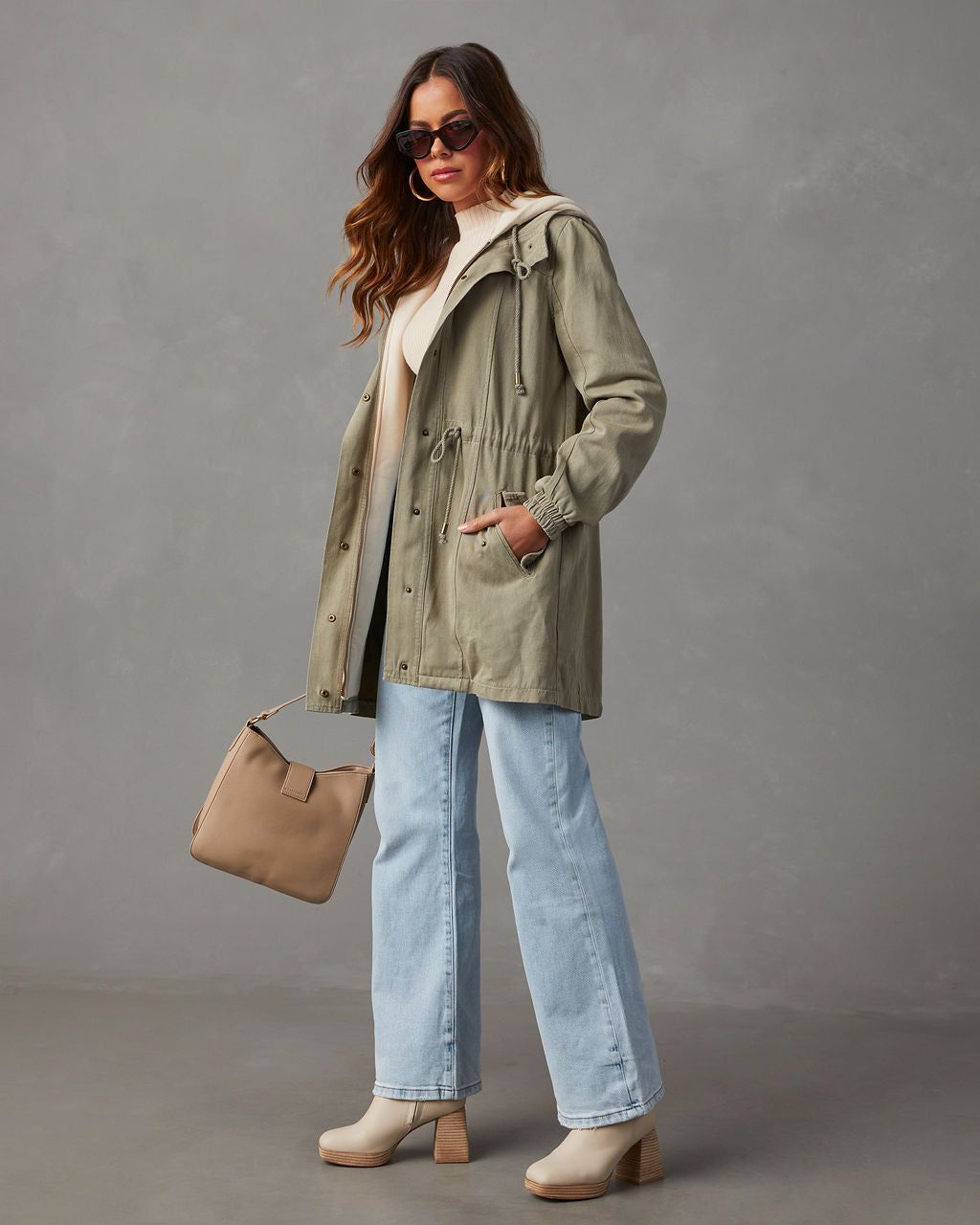 Russell Hooded Parka Jacket - Light Olive sold by Vici product image thumbnail 3