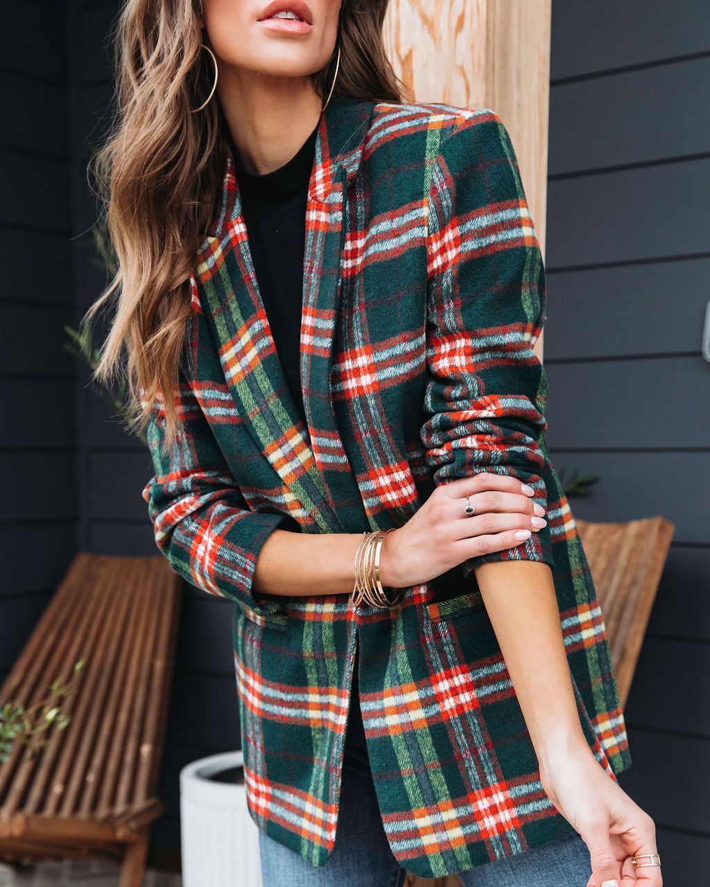 Tanya Plaid Pocketed Blazer sold by Vici product image thumbnail 5