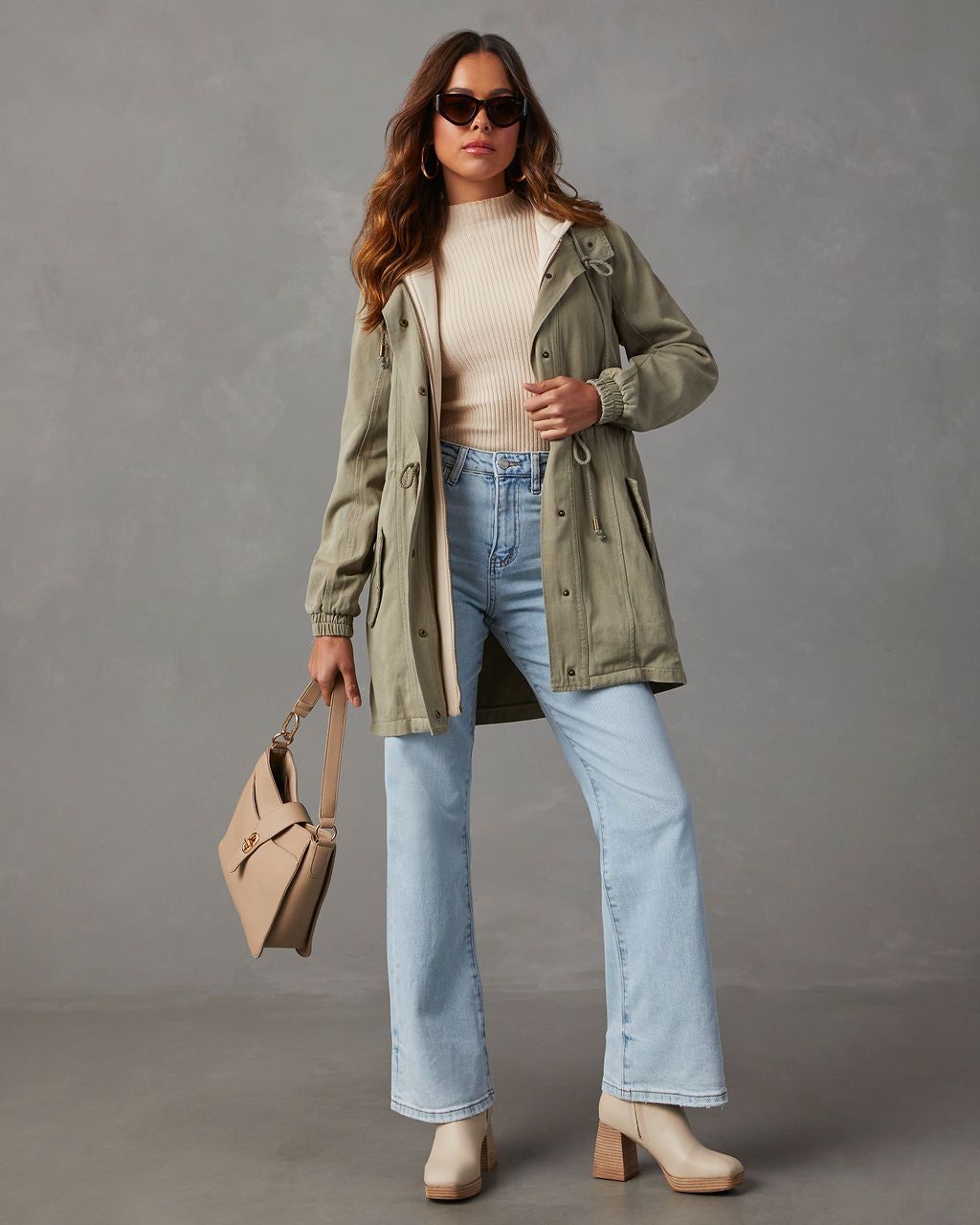 Russell Hooded Parka Jacket - Light Olive sold by Vici product image thumbnail 6