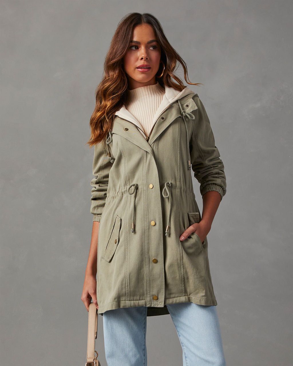 Russell Hooded Parka Jacket - Light Olive sold by Vici product image thumbnail 2