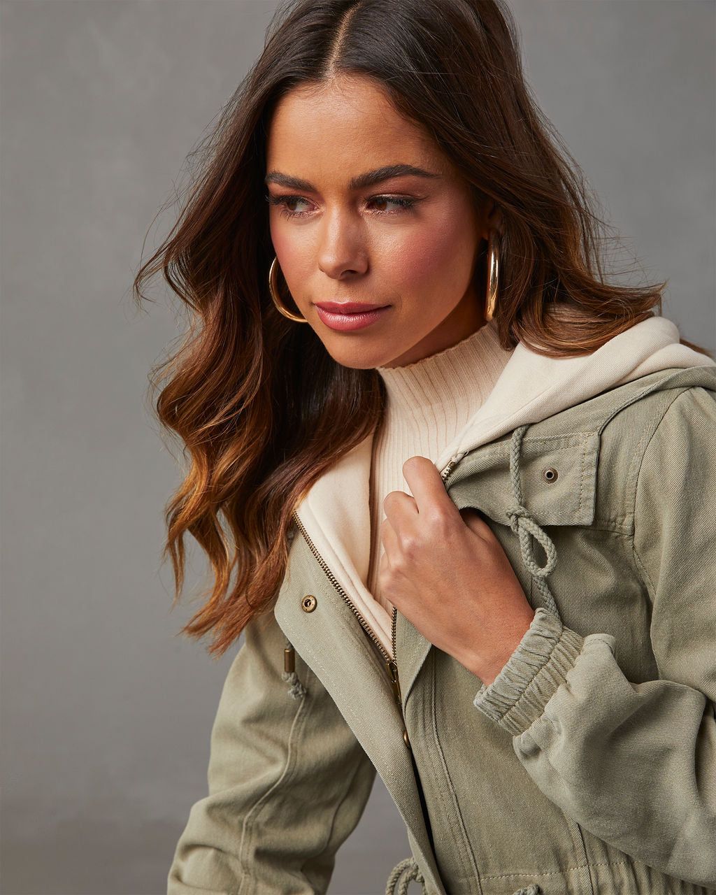 Russell Hooded Parka Jacket - Light Olive sold by Vici product image thumbnail 5