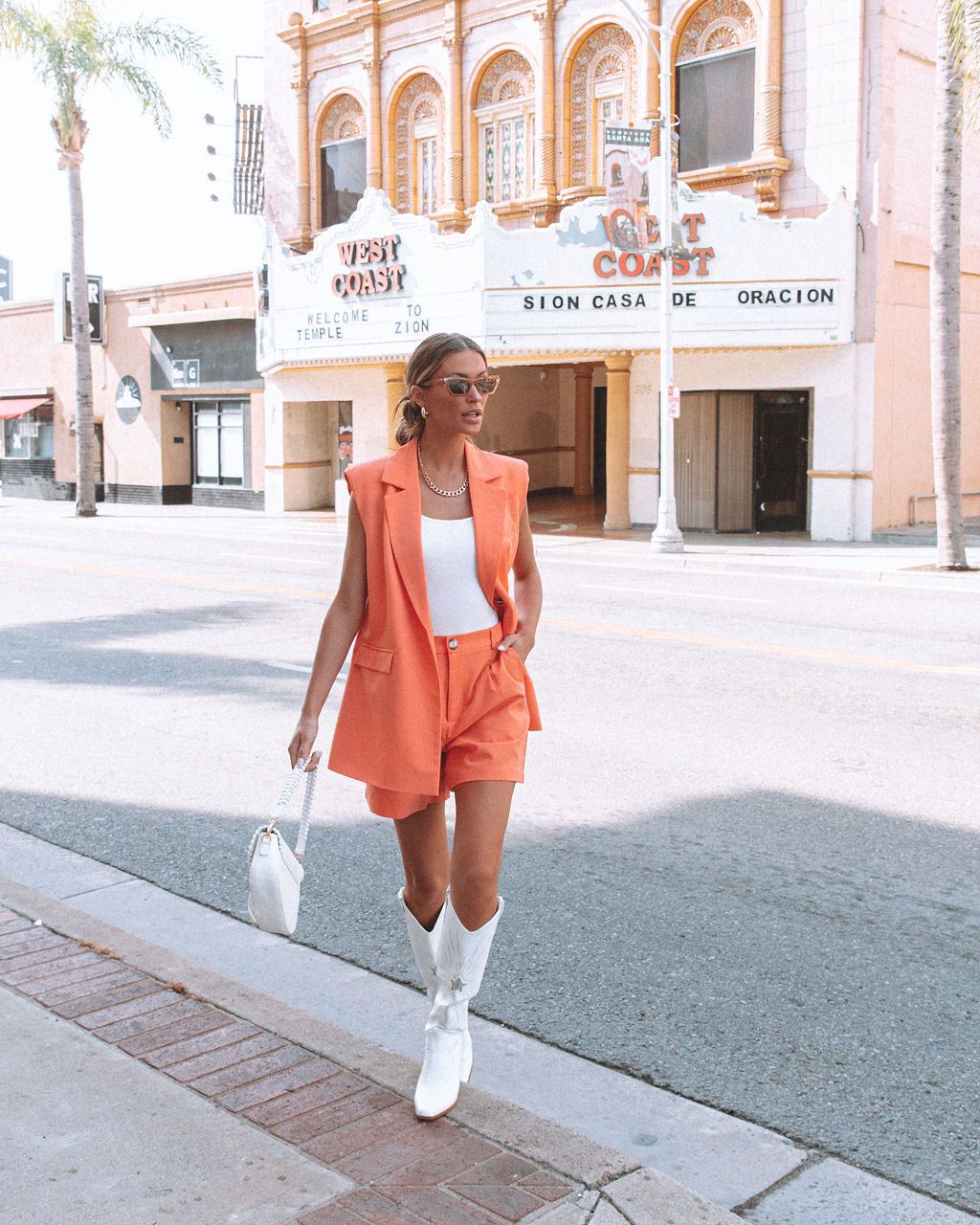 Margot Pocketed Sleeveless Blazer - Orange - FINAL SALE sold by Vici product image thumbnail 6