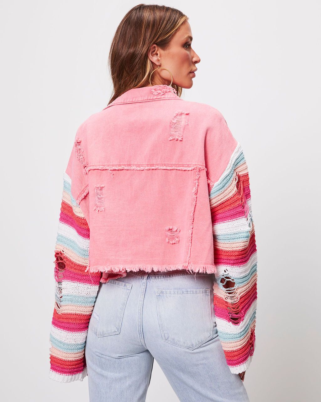 Hotline Cropped Knit Contrast Jacket sold by Vici product image thumbnail 3
