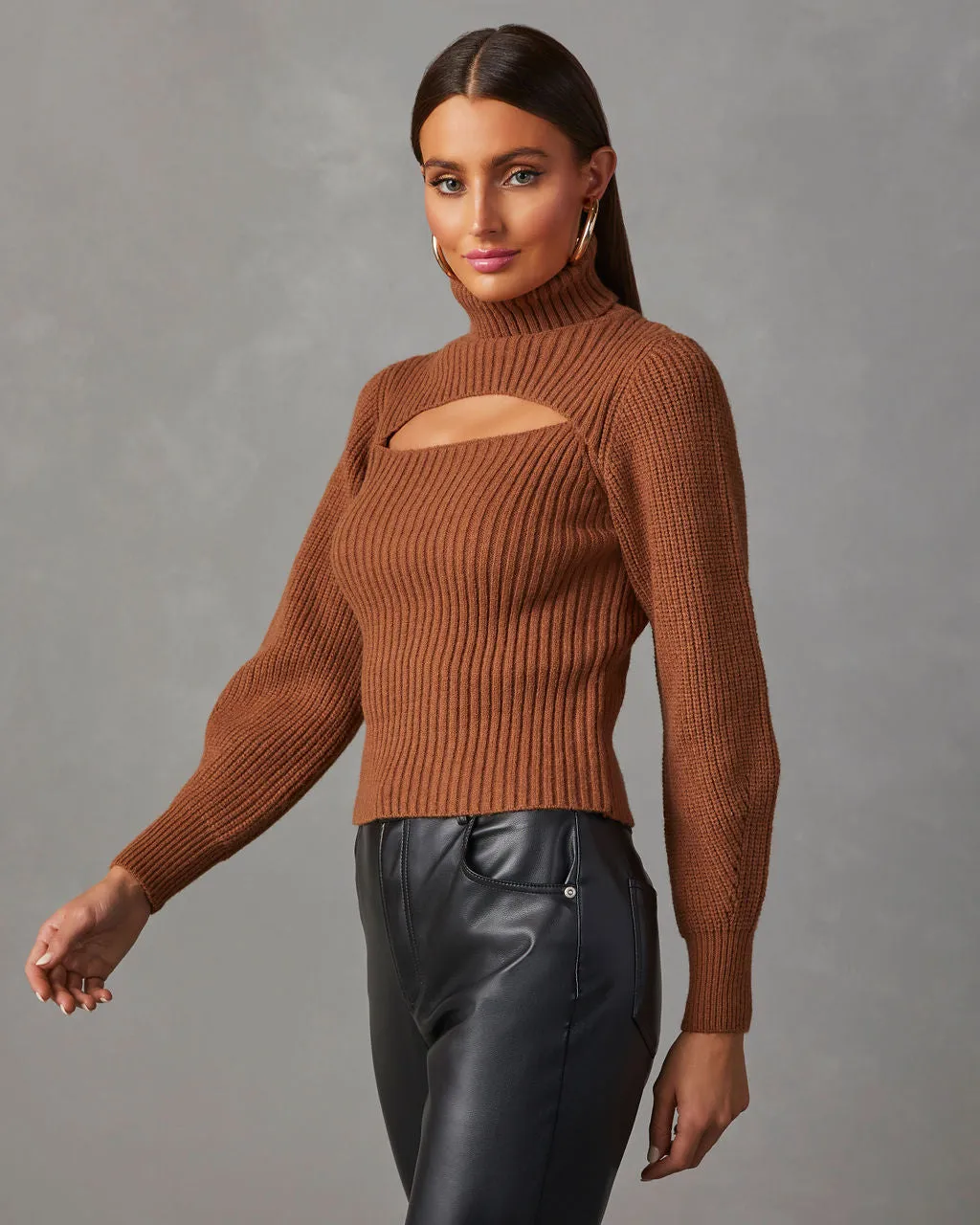 Taking Risks Knit Cutout Turtleneck Sweater sold by Vici product image thumbnail 3