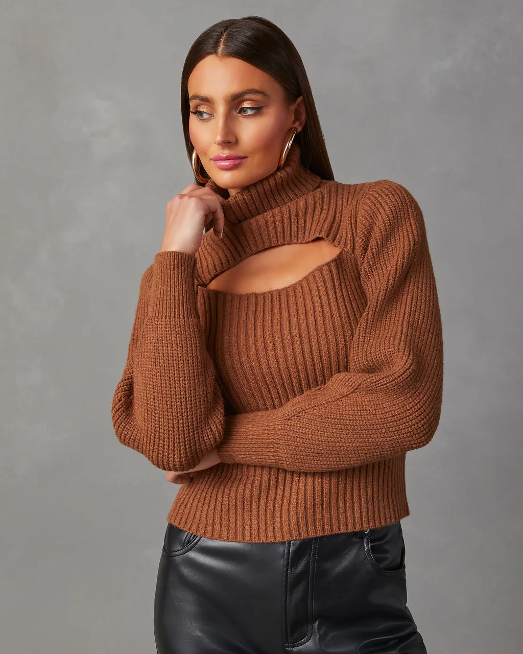 Taking Risks Knit Cutout Turtleneck Sweater sold by Vici product image thumbnail 2