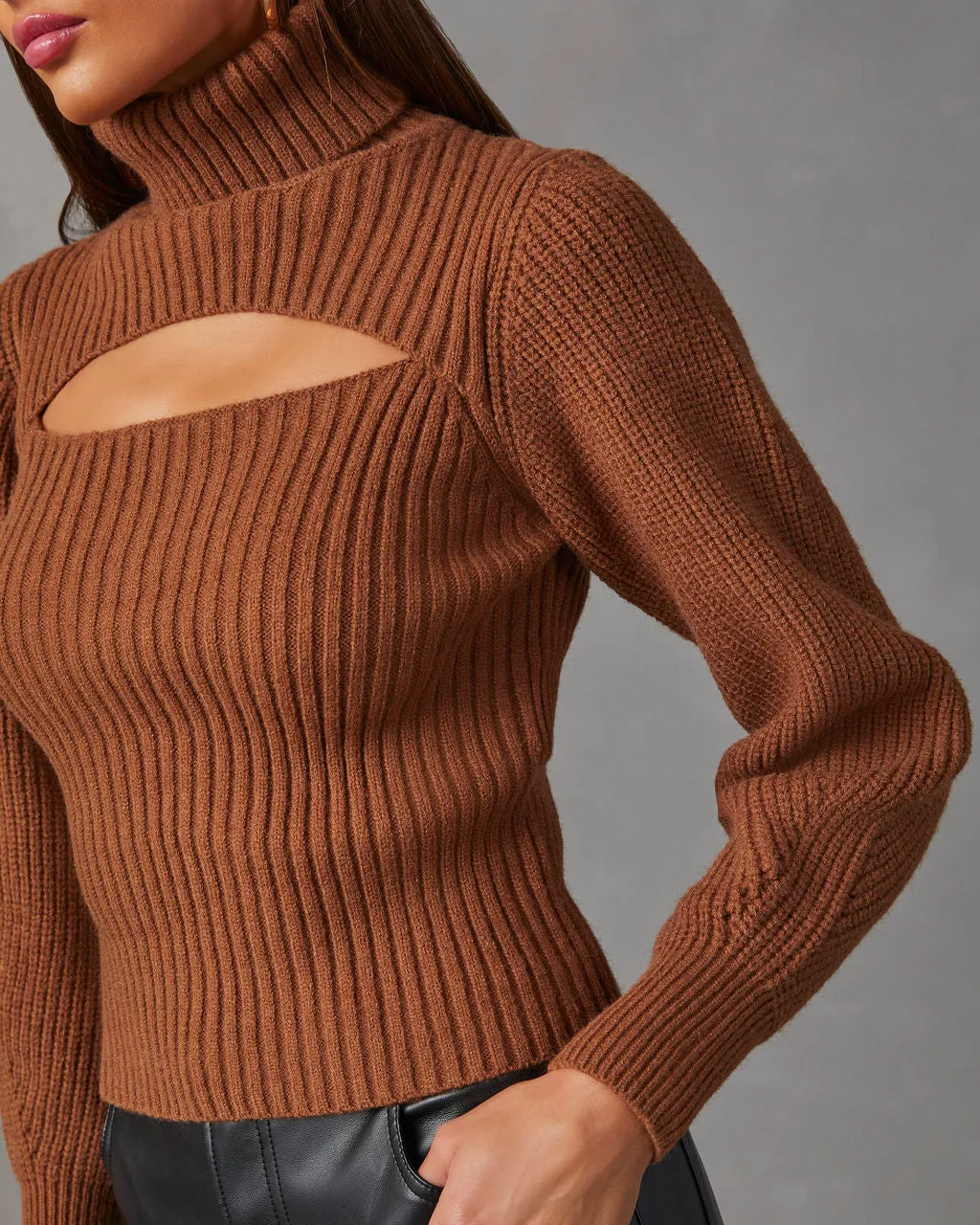 Taking Risks Knit Cutout Turtleneck Sweater sold by Vici product image thumbnail 5