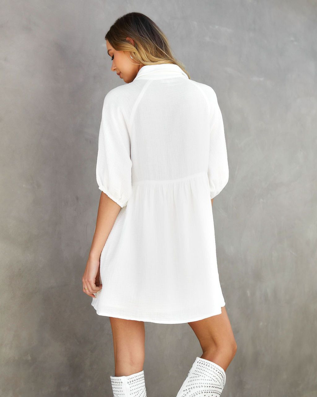 Irina Cotton Puff Sleeve Mini Dress - White - FINAL SALE sold by Vici product image thumbnail 2