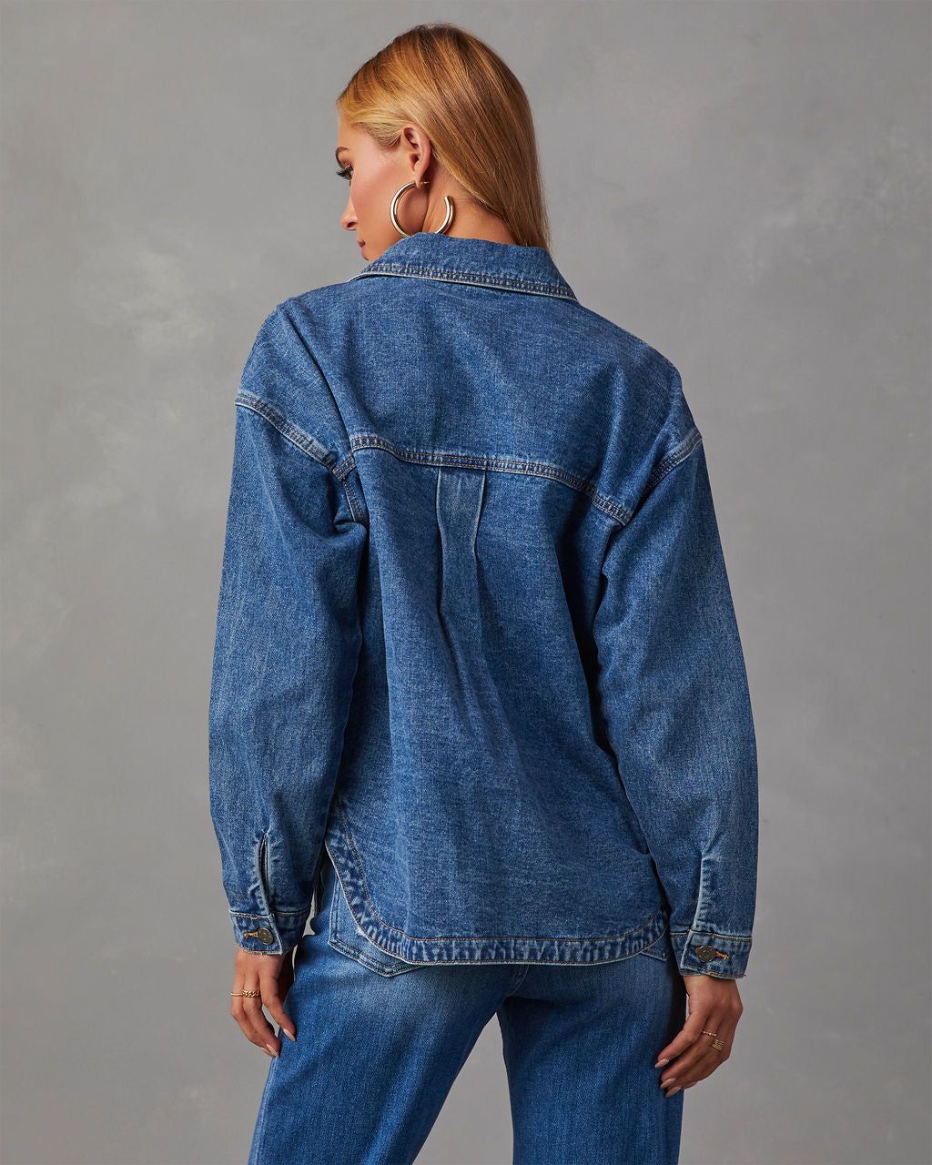 Marlan Denim Shacket - Medium Wash sold by Vici product image thumbnail 4