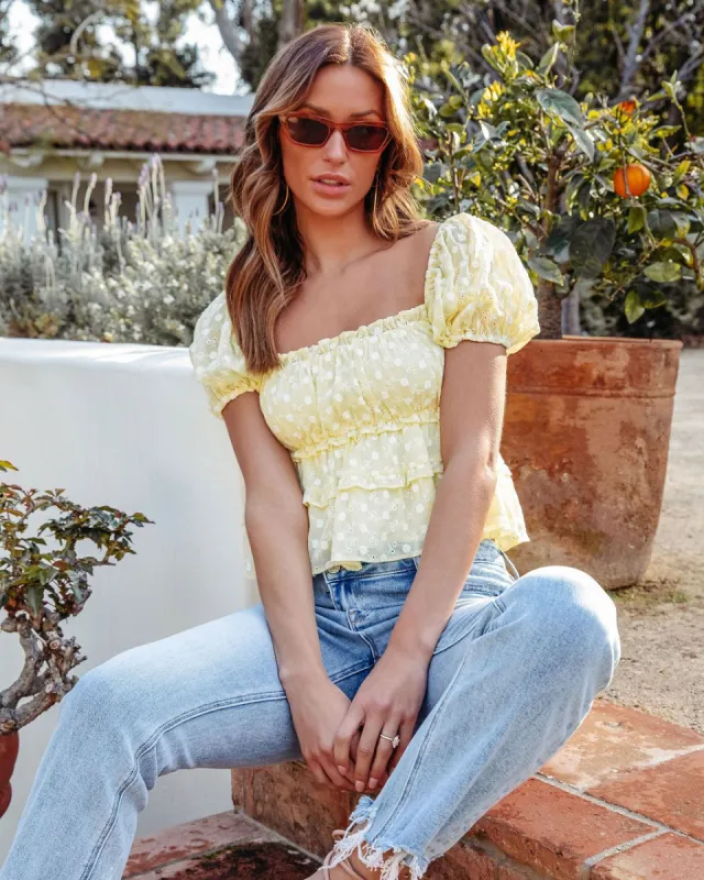 Shelby Eyelet Puff Sleeve Peplum Top sold by Vici
