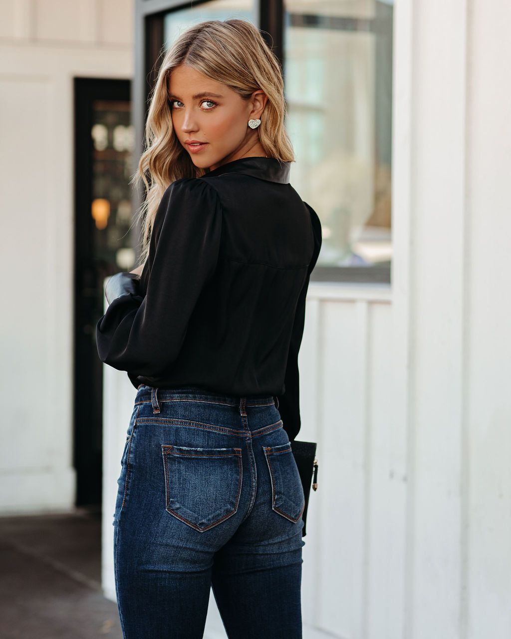 Sheila Faux Leather Trim Drape Bodysuit - Black - FINAL SALE sold by Vici product image thumbnail 2