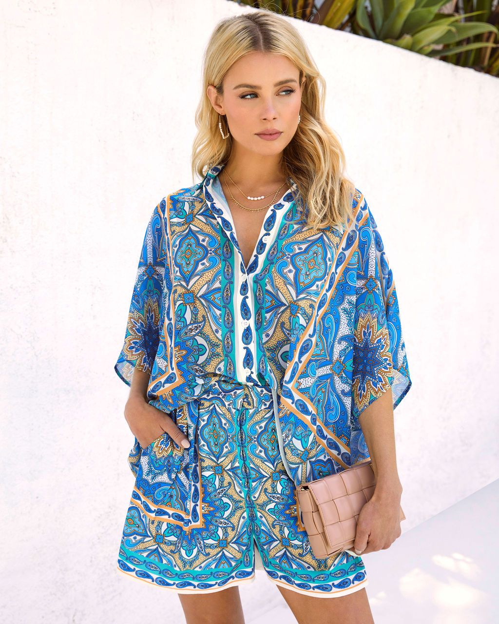 Summer In Santorini Printed Button Down Top - FINAL SALE sold by Vici product image thumbnail 5