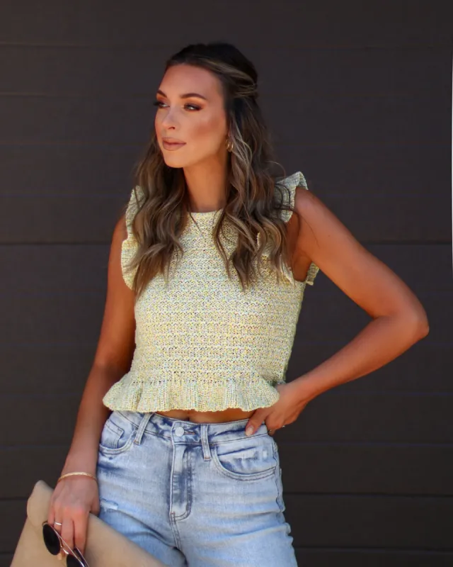 Ivelisse Smocked Sweater Knit Ruffle Hem Top sold by Vici