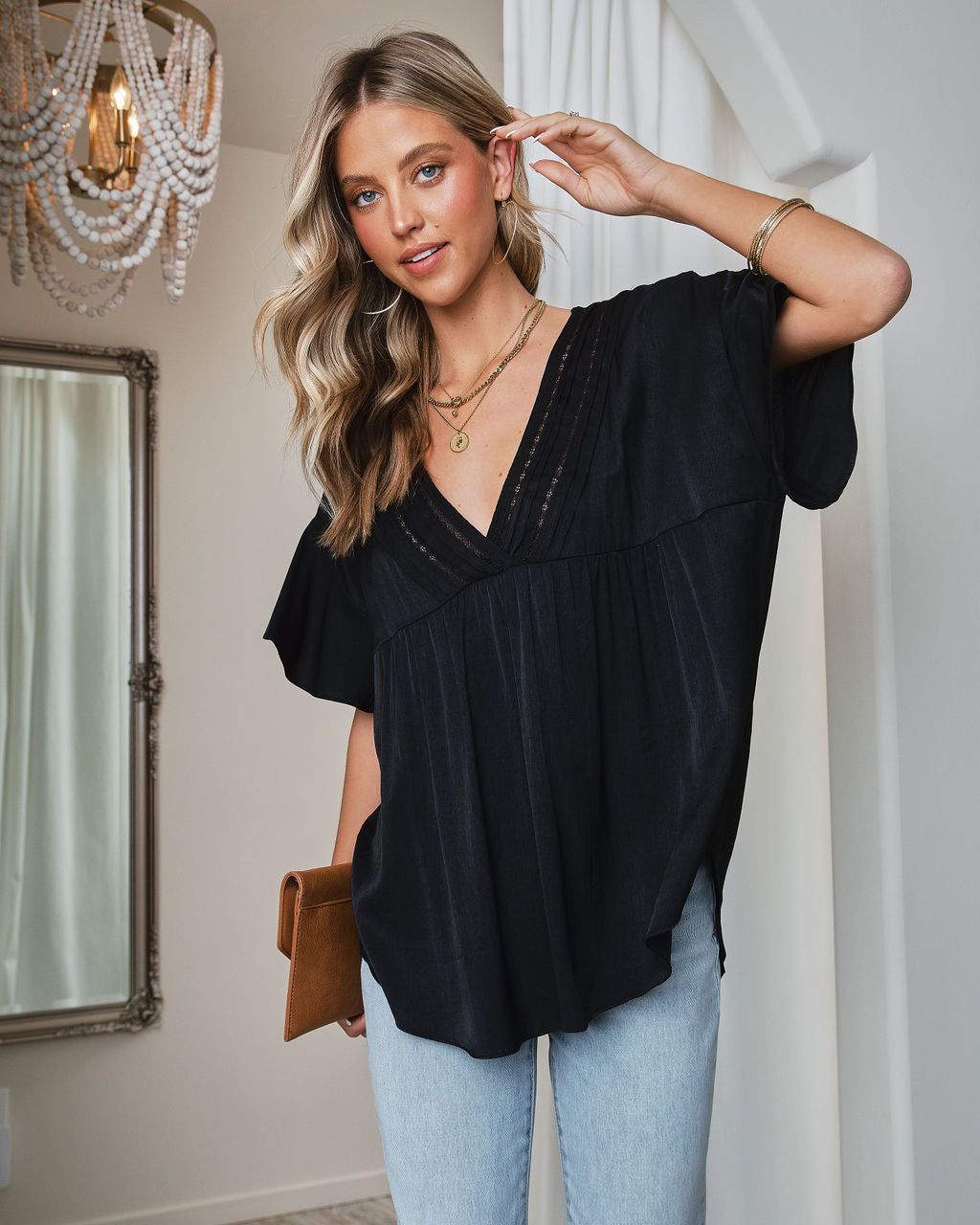 Avalina Flutter Sleeve Top - Black - FINAL SALE sold by Vici product image thumbnail 7