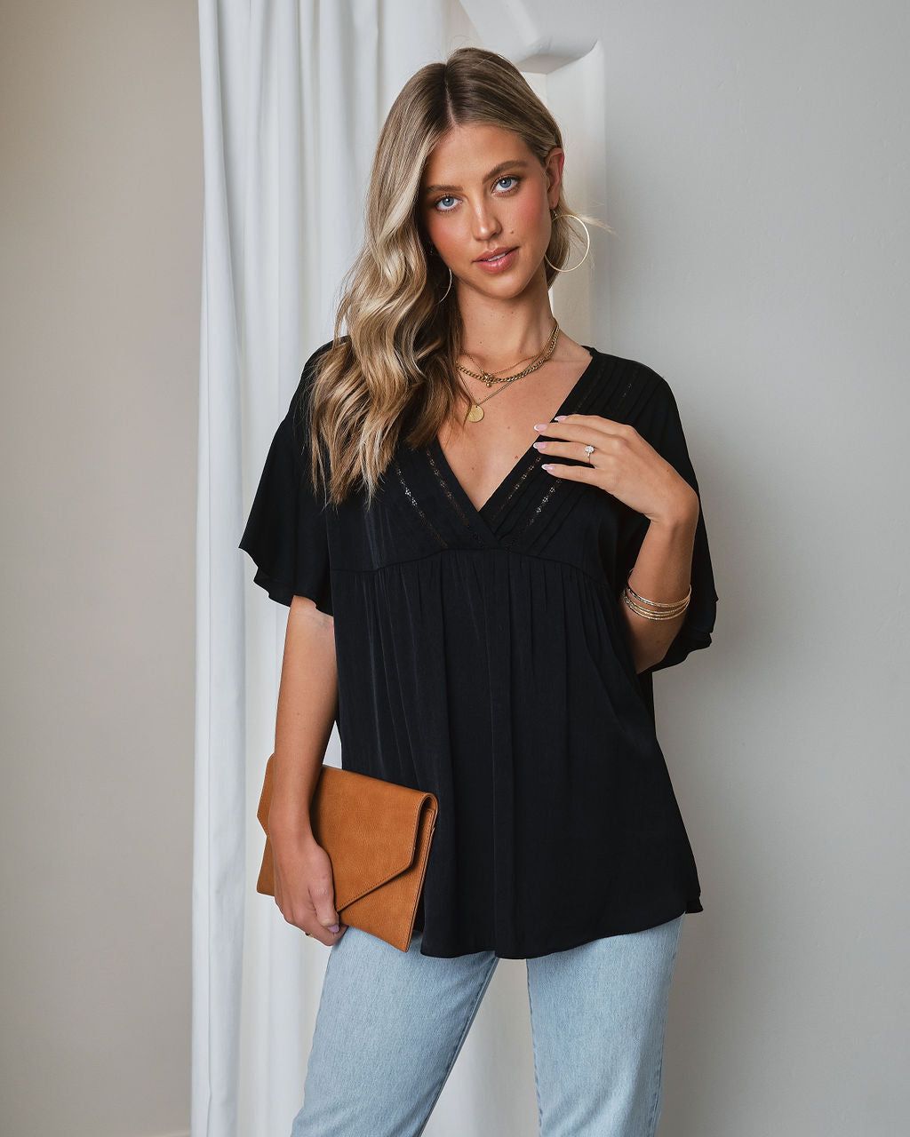 Avalina Flutter Sleeve Top - Black - FINAL SALE sold by Vici product image thumbnail 6