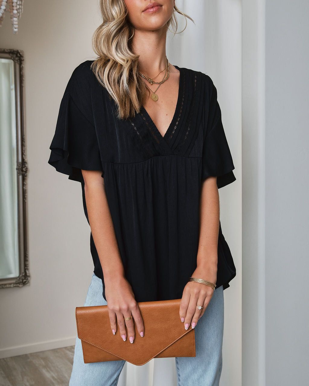 Avalina Flutter Sleeve Top - Black - FINAL SALE sold by Vici product image thumbnail 2