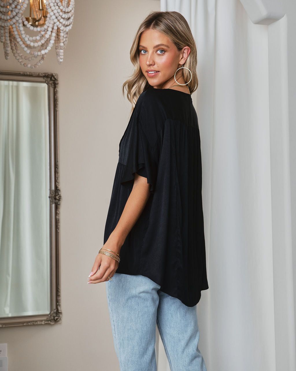 Avalina Flutter Sleeve Top - Black - FINAL SALE sold by Vici product image thumbnail 4
