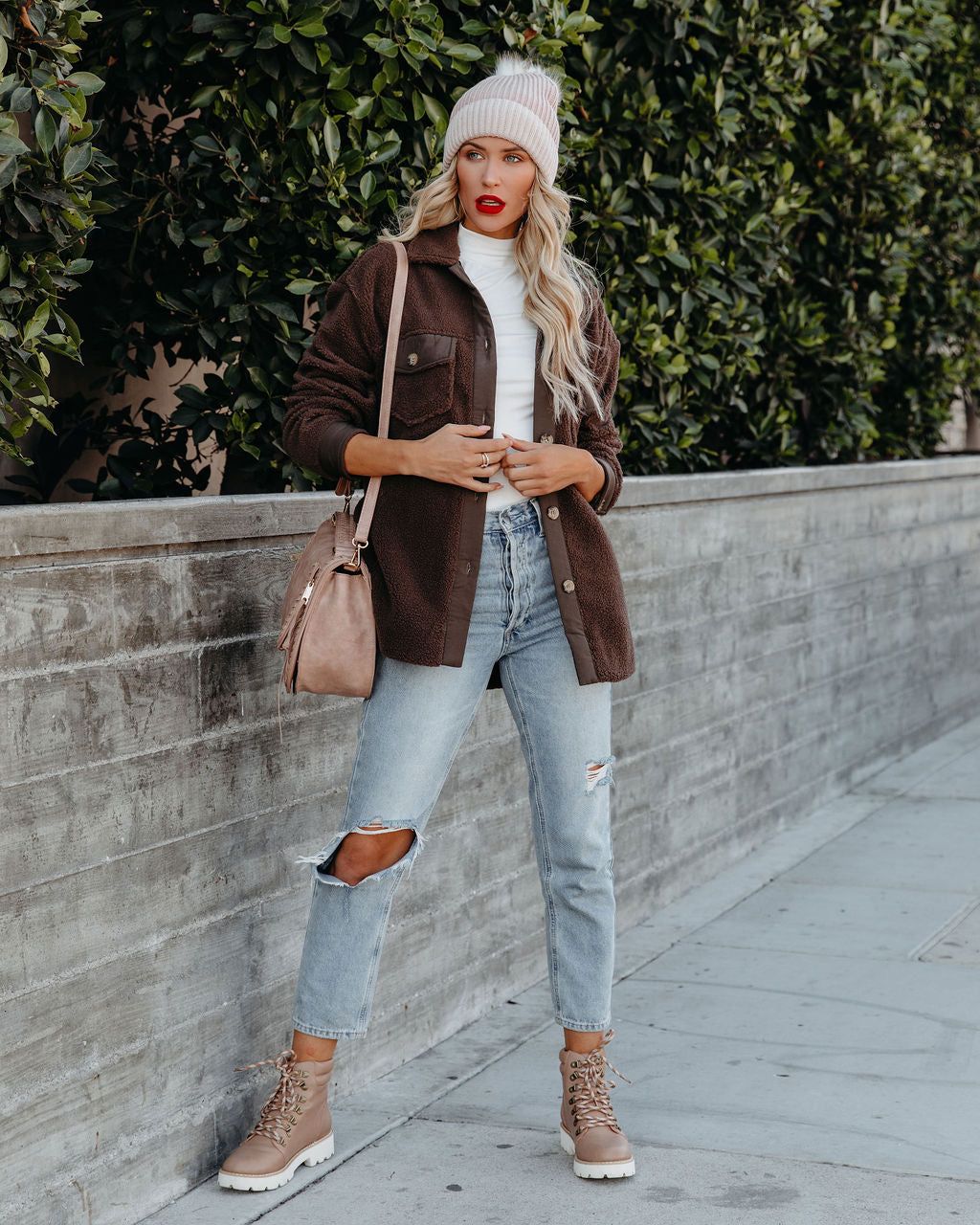 Ren Button Down Fleece Jacket - Brown - FINAL SALE sold by Vici