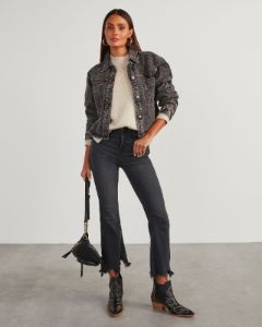Humphries Cropped Denim Jacket - Black - SALE sold by Vici