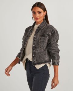 Humphries Cropped Denim Jacket - Black - SALE sold by Vici