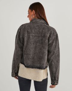 Humphries Cropped Denim Jacket - Black - SALE sold by Vici