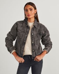 Humphries Cropped Denim Jacket - Black - SALE sold by Vici