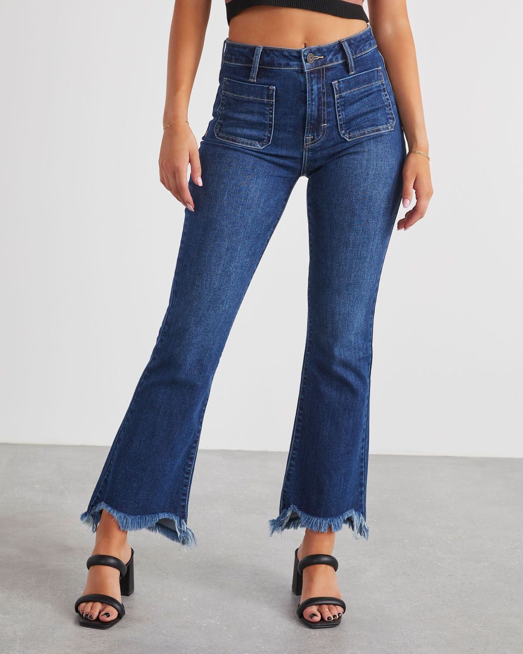 Ricci Mid Rise Kick Flare Jeans - Dark Wash - SALE sold by Vici product image thumbnail 2