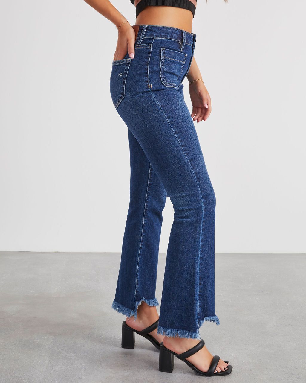Ricci Mid Rise Kick Flare Jeans - Dark Wash - SALE sold by Vici product image thumbnail 5