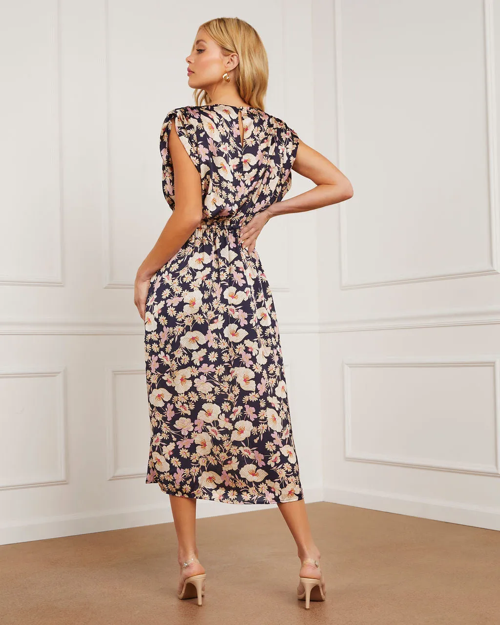 Morrison Floral Satin Midi Dress sold by Vici product image thumbnail 5