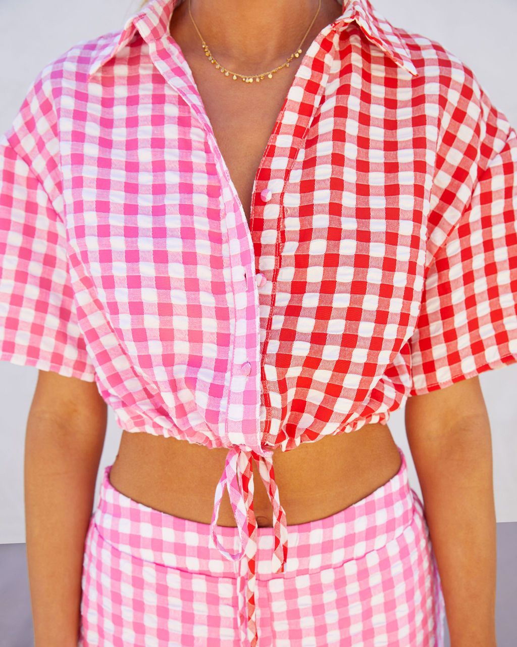 Kamala Gingham Textured Crop Top sold by Vici product image thumbnail 3