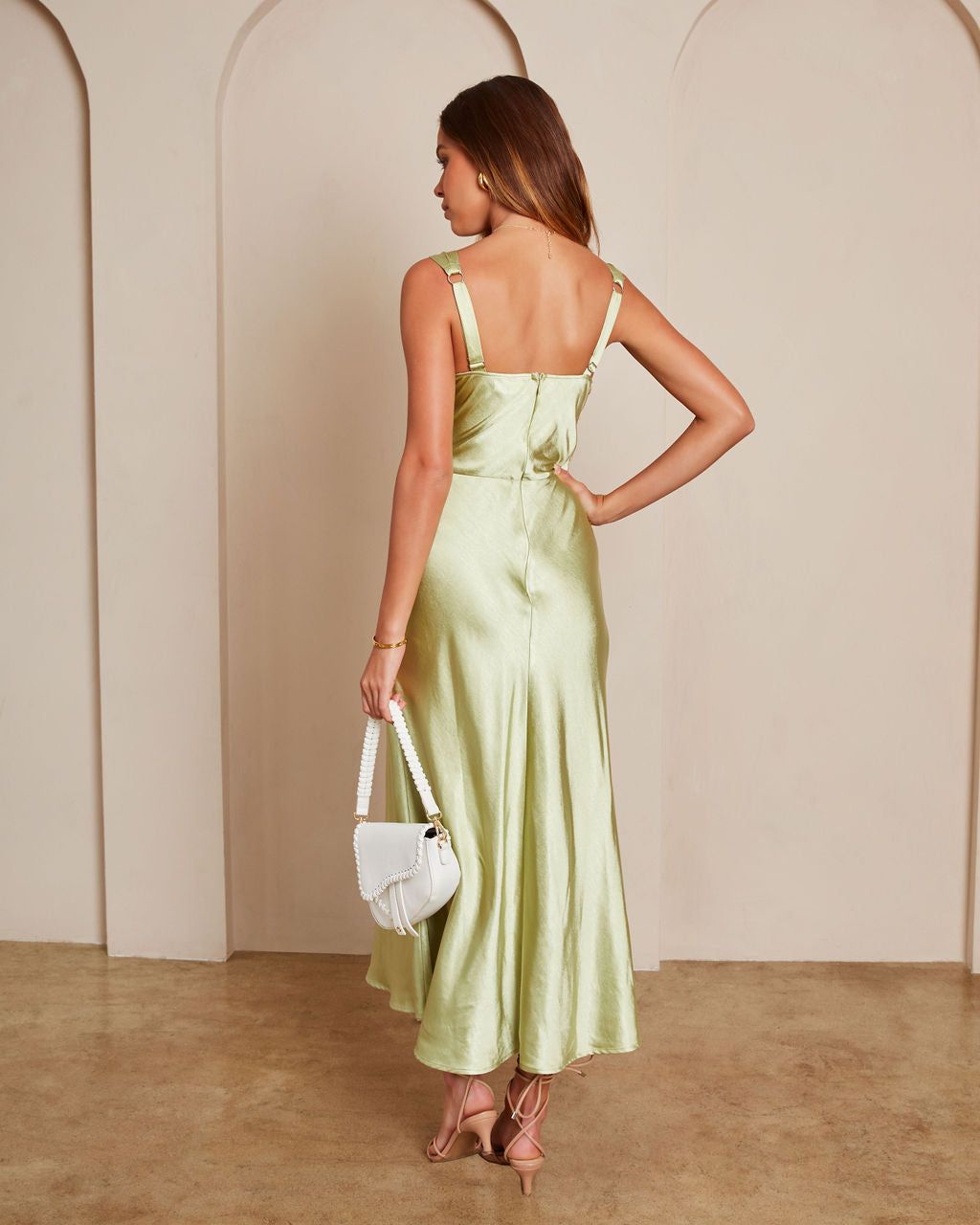 Forever Mine Satin Lace Slip Midi Dress - Lime - FINAL SALE sold by Vici product image thumbnail 4