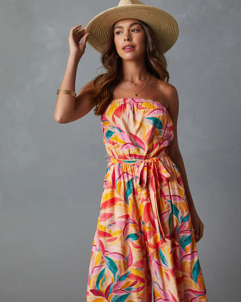 Catalina Strapless Pocketed Tie Waist Jumpsuit sold by Vici product image thumbnail 2