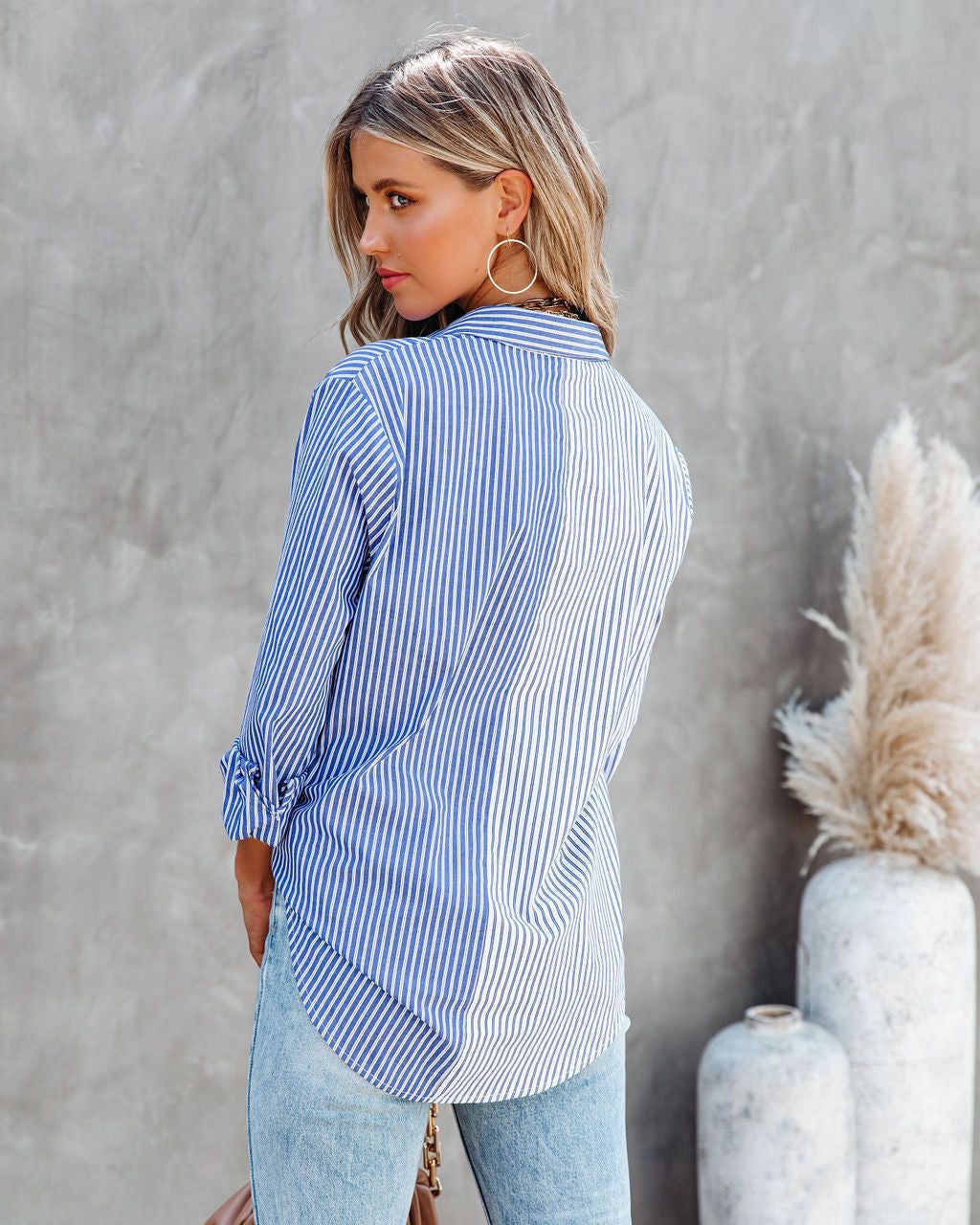 Kalvin Cotton Colorblock Button Down Top - FINAL SALE sold by Vici product image thumbnail 2
