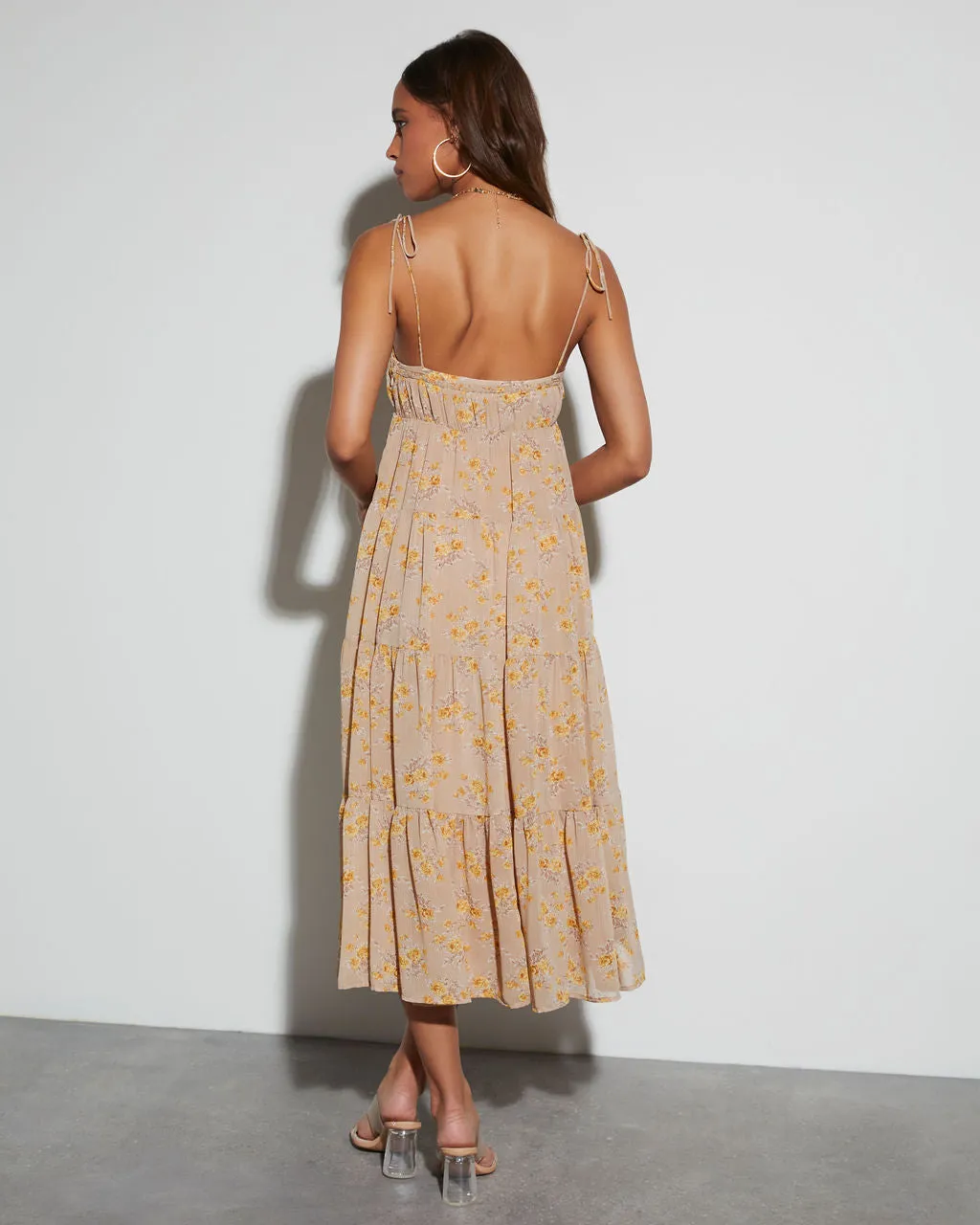 Payton Floral Tiered Midi Dress sold by Vici product image thumbnail 4